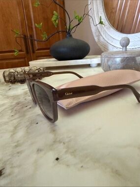 Chloé Brown Gradient Cat-Eye Sunglasses with Pink Case